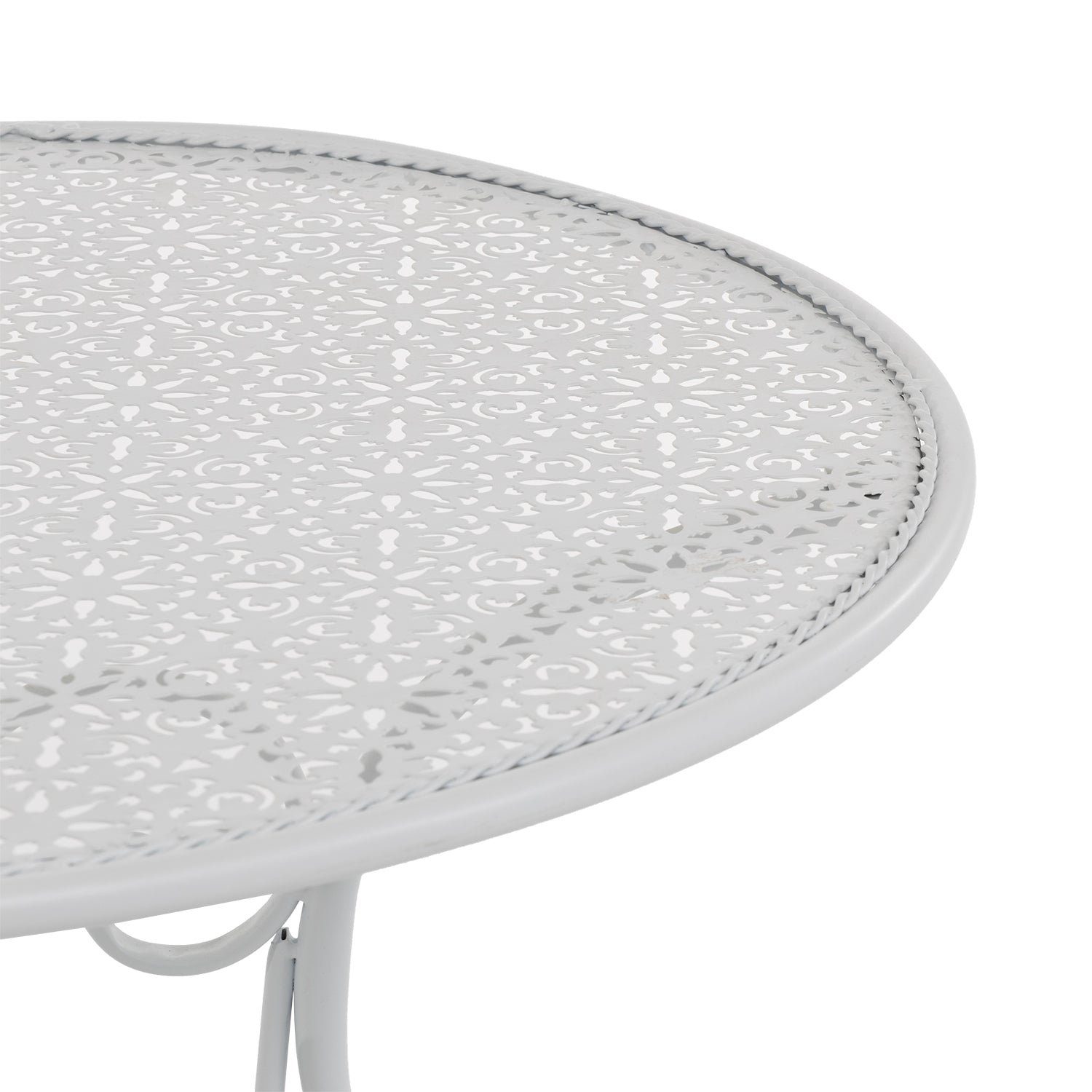 VESTIAMO CASA GIARDINO - Set giardino Bistrot tavolo rotondo 60 cm e 2 sedie pieghevoli in metallo Bianco